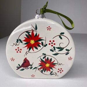 Temptations Ceramic Christmas Eve Munch Ornament Cardinal Bird Hand Painted